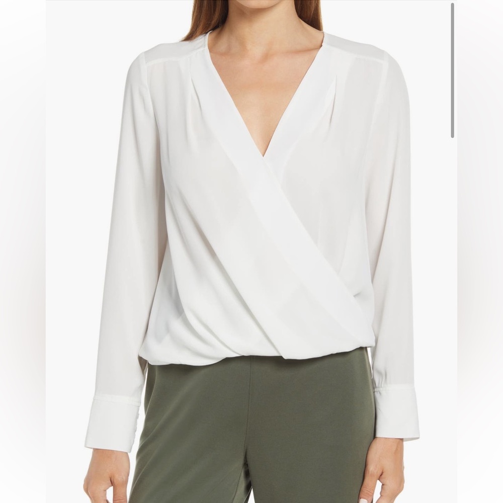 Halogen long sleeve cross front blouse